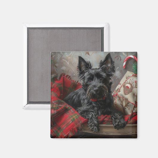 Schotse Terriër Hond Kerstfeest Magneet (Voorkant / Achterkant)