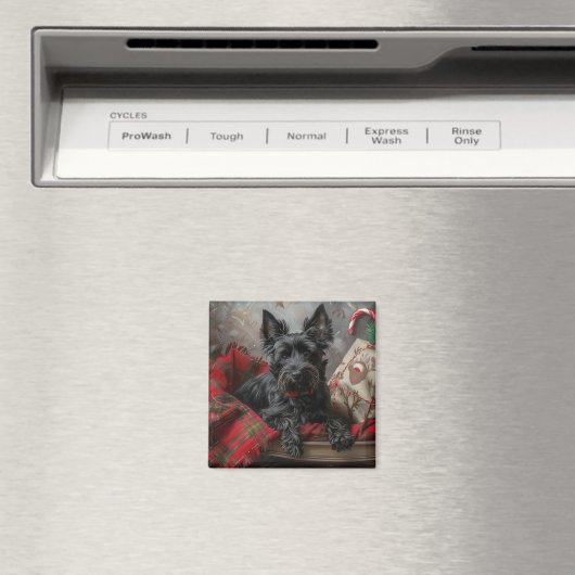 Schotse Terriër Hond Kerstfeest Magneet (Insitu (Vaatwasser))