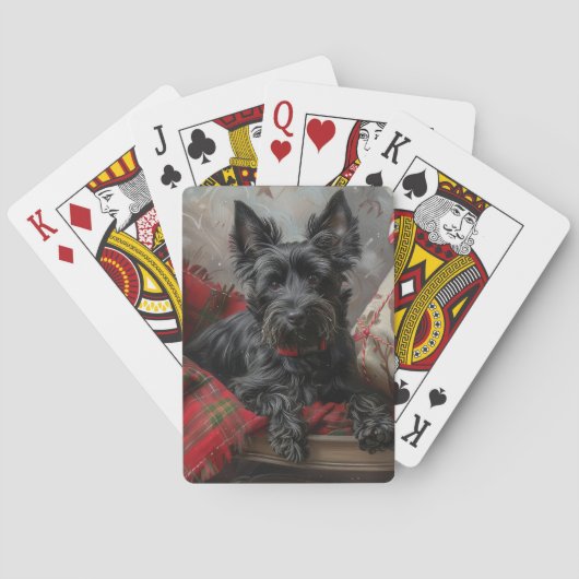 Schotse Terriër Hond Kerstfeest Pokerkaarten (Achterkant)