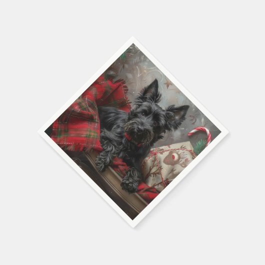Schotse Terriër Hond Kerstfeest Servet (Hoek)