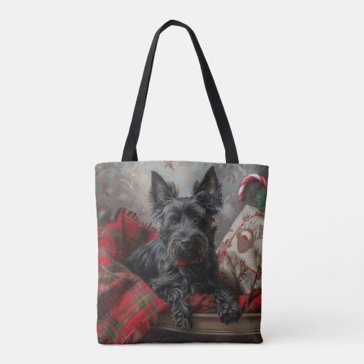 Schotse Terriër Hond Kerstfeest Tote Bag (Achterkant)