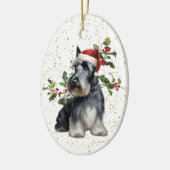 Schotse Terriër Hond Kerstmis Holly Keramisch Ornament (Links)