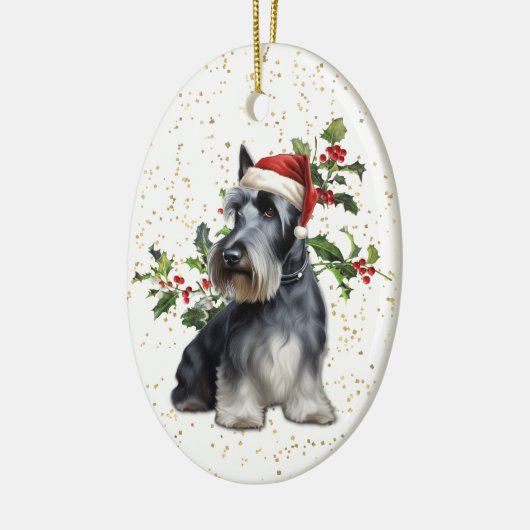 Schotse Terriër Hond Kerstmis Holly Keramisch Ornament (Links)