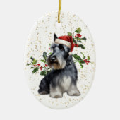 Schotse Terriër Hond Kerstmis Holly Keramisch Ornament (Voorkant)