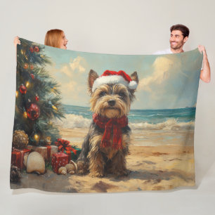 Schotse Terrier Hond Kerstmis Vintage Strand Fleece Deken