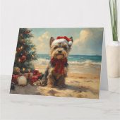 Schotse Terrier Hond Kerstmis Vintage Strand Kaart (Voorkant)
