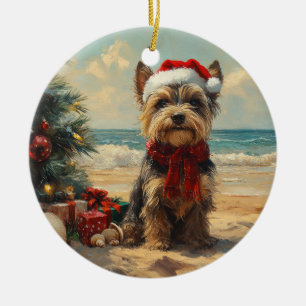 Schotse Terrier Hond Kerstmis Vintage Strand Keramisch Ornament