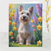 Schotse Terrier Hond Lente Bloemen Schilderij Kaart (Gele Bloem)