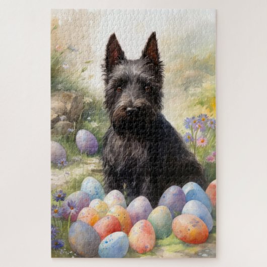 Schotse Terriër Hond met Paaseieren Vakantie Legpuzzel (Verticaal)