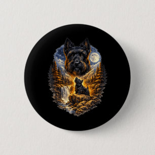 Schotse Terrier Hond Natuur Huilend naar de Maan Ronde Button 5,7 Cm