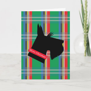 Schotse Terriër Hond Plaid Kerst Kaart