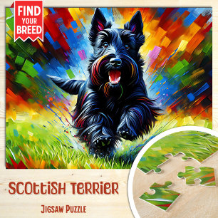 Schotse Terrier Hond Portret Acryl Kunstprint Legpuzzel