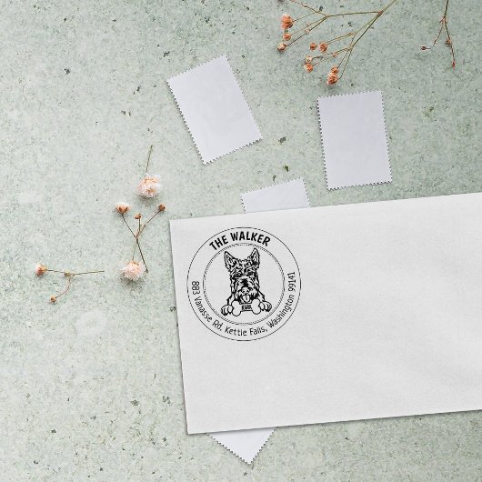 Schotse Terrier Hond Retouradres Familie Rubberstempel