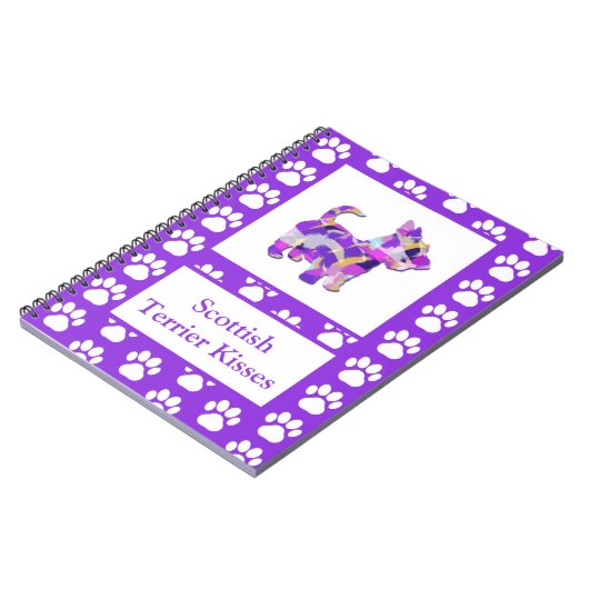 Schotse Terriër Hond Silhouette Pw Paarse PY & B Notitieboek (Linkerzijde)