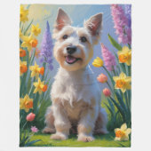 Schotse Terrier Hond Spring Bloemen Schilderen Fleece Deken (Voorkant)