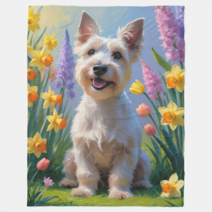 Schotse Terrier Hond Spring Bloemen Schilderen Fleece Deken