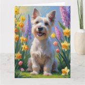 Schotse Terrier Hond Spring Bloemen Schilderen Kaart (Voorkant)