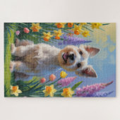 Schotse Terrier Hond Spring Bloemen Schilderen Legpuzzel (Horizontaal)