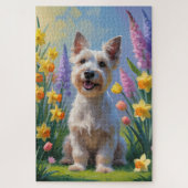 Schotse Terrier Hond Spring Bloemen Schilderen Legpuzzel (Verticaal)