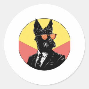 Schotse Terriër Hond Zakenman Ronde Sticker