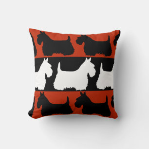 Schotse Terrier hond zwart/rood/wit, strepen Kussen