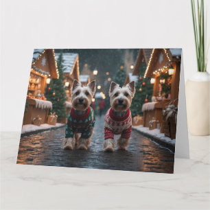 Schotse Terriër Honden Kerst Sneeuw Vakantie Kaart