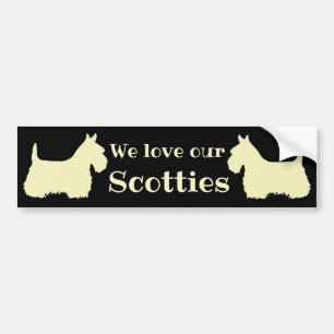 Schotse Terrier, ik hou van mijn Scotties, 2 tarwe Bumpersticker