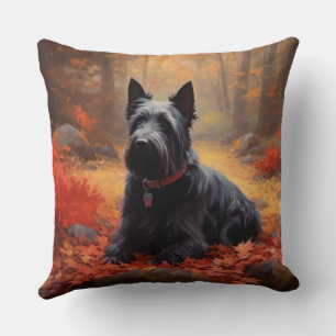 Schotse Terrier in de herfst Inspiratie van vallen Kussen