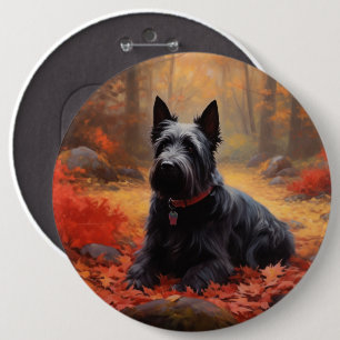 Schotse Terrier in de herfst Inspiratie van vallen Ronde Button 6,0 Cm