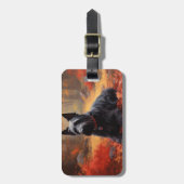 Schotse Terriër in de herfst laat Herfst inspirere Bagagelabel (Voorkant verticaal)