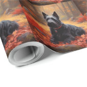 Schotse Terriër in de herfst laat Herfst inspirere Cadeaupapier (Rol Hoek)