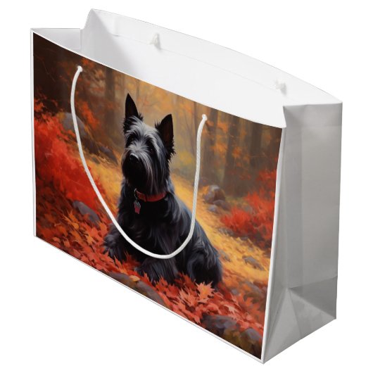 Schotse Terriër in de herfst laat Herfst inspirere Groot Cadeauzakje (Achterkant Gekanteld)