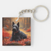 Schotse Terriër in de herfst laat Herfst inspirere Sleutelhanger (Achterkant)