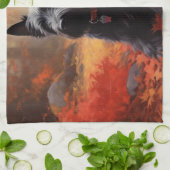 Schotse Terriër in de herfst laat Herfst inspirere Theedoek (Gevouwen)