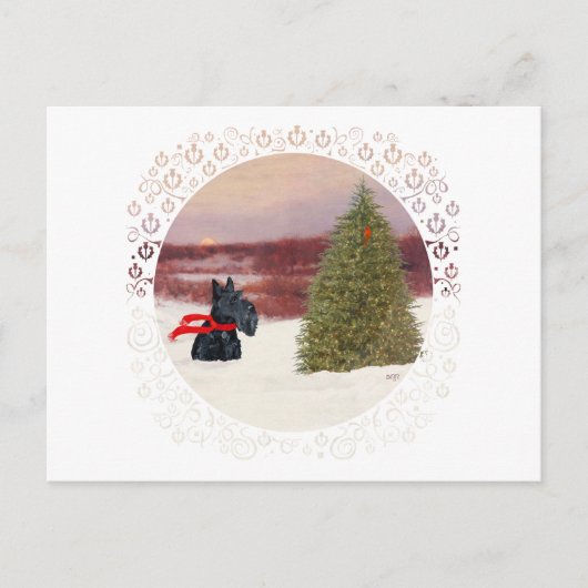 Schotse Terrier in de Wintertijd Briefkaart (Voorkant)