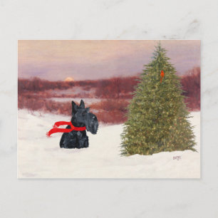 Schotse Terrier in de Wintertijd Briefkaart