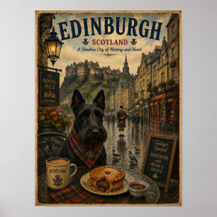 Schotse Terrier in Edinburgh Vintage Reis Kunst Poster