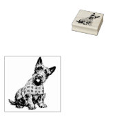 Schotse Terrier in een plaid jas - stempel (Gestempeld)