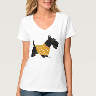 Schotse Terrier in gouden trui op T-shirt