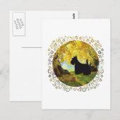 Schotse Terrier in herfstbossen Briefkaart (Voorkant / Achterkant)