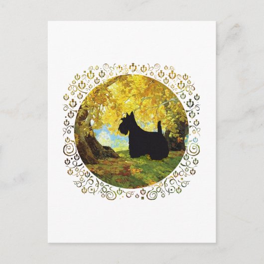 Schotse Terrier in herfstbossen Briefkaart (Voorkant)