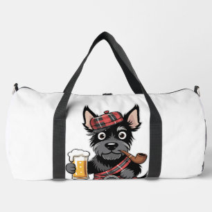 Schotse Terrier in Schotse Kilt met Bier en Pijp Plunjezak