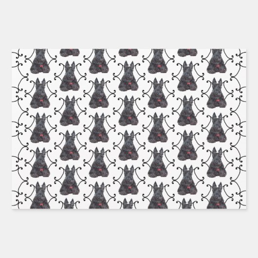 Schotse Terriër in Scroll Lijst Inpakpapier Vel (Voorkant 2)