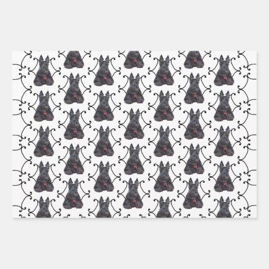 Schotse Terriër in Scroll Lijst Inpakpapier Vel (Voorkant)
