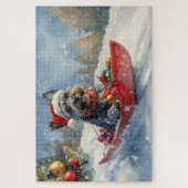 Schotse Terrier in slee Laat het sneeuwen Kerstmis Legpuzzel (Verticaal)