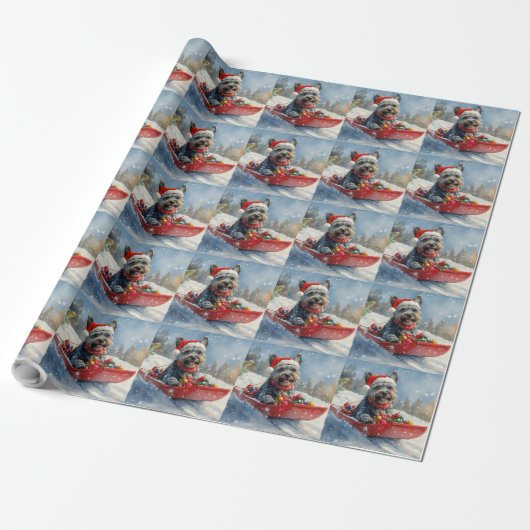 Schotse Terrier in slee Let it Snow Kerstmis Cadeaupapier (Uitgerold)
