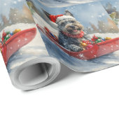Schotse Terrier in slee Let it Snow Kerstmis Cadeaupapier (Rol Hoek)