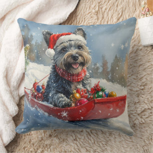Schotse Terrier in slee Let it Snow Kerstmis Kussen