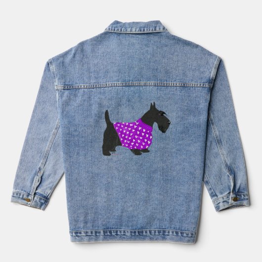 Schotse Terriër in warme trui Denim Jacket (Achterkant)