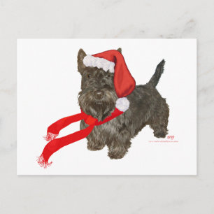 Schotse Terrier is de helper van de Kerstman Feestdagenkaart